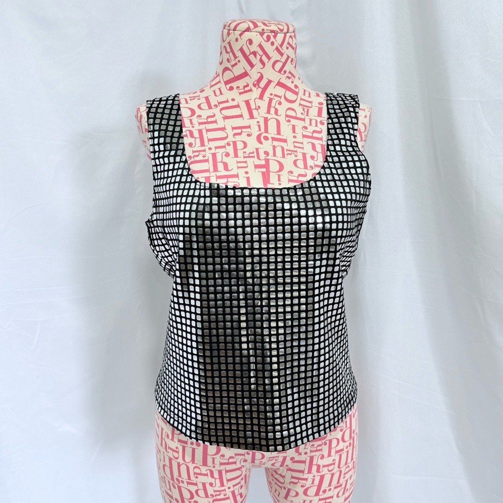 Vintage Y2K Georgiou Studio Metallic Silver Clubwear Cocktail Party Tank Top M